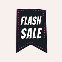 Flash sale badge sticker, shopping doodle clipart vector