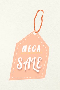 Mega sale badge sticker, shopping swing tag clipart vector