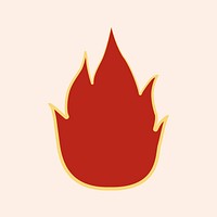 Red flame sticker, hand drawn vector clipart