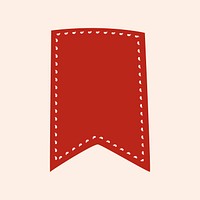 Flag banner sticker, doodle red blank clipart vector