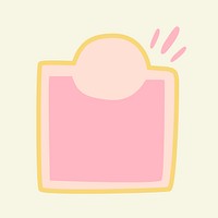 Square badge sticker, doodle pink blank clipart vector