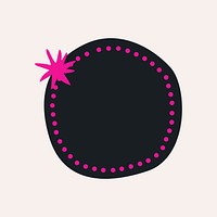 Circle badge sticker, doodle black blank clipart vector