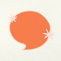 Speech bubble sticker, cute doodle orange clipart vector