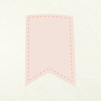 Flag banner sticker, doodle pink blank clipart vector