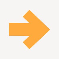 Arrow icon, yellow simple sticker, right direction symbol vector