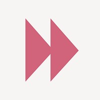 Double arrow icon, pink sticker, skip symbol vector