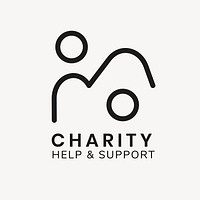 Charity logo template, non-profit branding design vector, help & support text