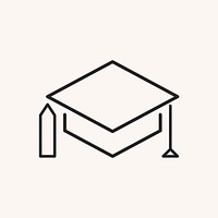 Mortarboard icon, education symbol flat design vector illustration