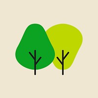 Tree icon, natural product symbol flat design vector illustration