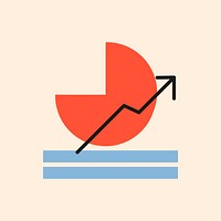 Pie chart icon, financial graph symbol flat design vector illustration