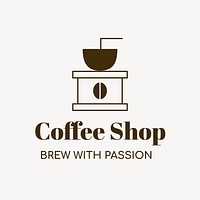 Coffee shop logo, food business template for branding design vector, brew with passion text