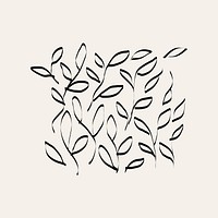 Leaves ink doodle element, simple hand drawn vector illustration