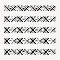 Tribal illustrator brush vector, black and white geometric pattern brush set, vector