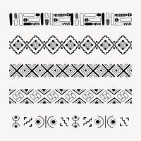 Ethnic illustrator brush vector, black and white aztec pattern brush set, compatible with ai 