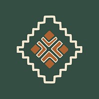 Tribal shape sticker, brown doodle geometric design, vector