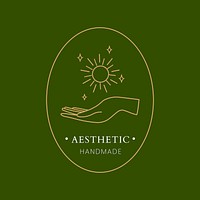 Handmade aesthetic logo template, editable minimal gold vector