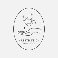 Aesthetic sun logo template, editable minimal design vector