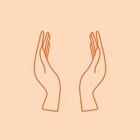 Aesthetic hands sticker, minimal line art illustration vector