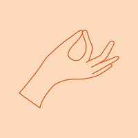 Aesthetic hand sticker, minimal line art design vector