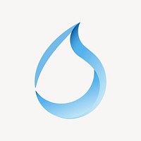 Water drop logo sticker, animated blue environment graphic vector