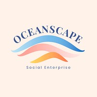 Aesthetic ocean logo template, creative water illustration for business vector