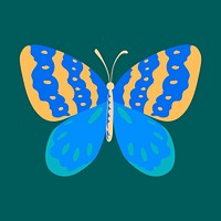 Colorful butterfly sticker, pop art design vector