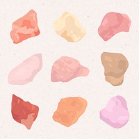 Pastel abstract stone shape, sticker vector set