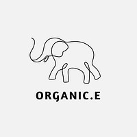 Minimal elephant logo template, editable line art design vector