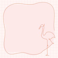 Flamingo frame, pink background line art design vector