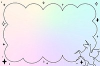 Unicorn frame, holographic background design vector