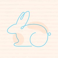 Bunny orange colorful line art animal illustration vector