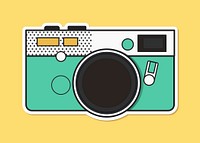 Color pop art camera vintage vector sticker