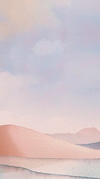 Watercolor desert mobile wallpaper, aesthetic beach border background