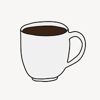 Coffee mug doodle sticker, cute beverage illustration psd