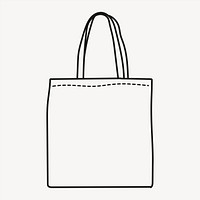 Canvas tote bag sticker, eco-friendly product doodle line art psd