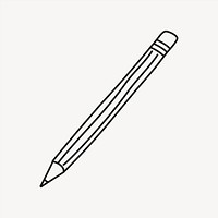 Pencil sticker, stationery doodle line art psd