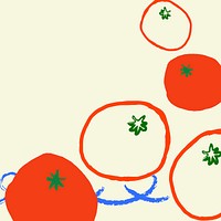 Tomato doodle background, cute fruit border vector