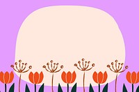 Tulip flower frame background, cute Spring doodle psd