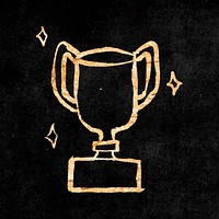 Winner trophy sticker, gold aesthetic doodle vector