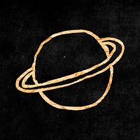 Planet Saturn sticker, gold aesthetic doodle vector