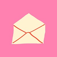 Envelope sticker, cute doodle in colorful design psd