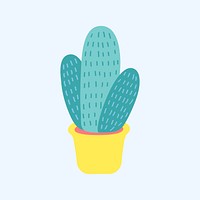 Cute cactus in pot sticker vector