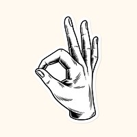 Okay hand sign language sticker vector