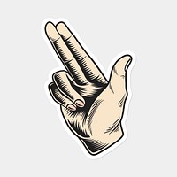 Hand drawn finger gun symbol sticker vector