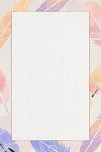 Gold frame psd pastel Boho feather