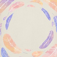 Frame psd Boho feather pastel purple