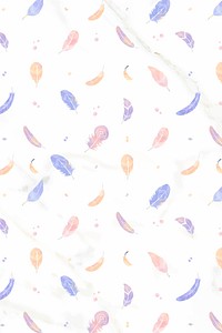 Pastel Bohemian feather pattern vector background