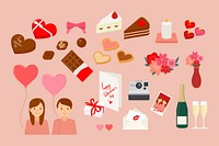 Cute Valentine’s day stickers psd greeting card decorations collection