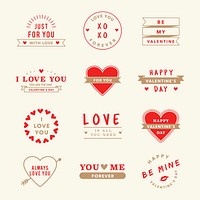 Valentine’s day celebration greeting psd stickers set