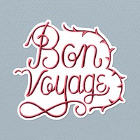 Calligraphy sticker vector  bon voyage